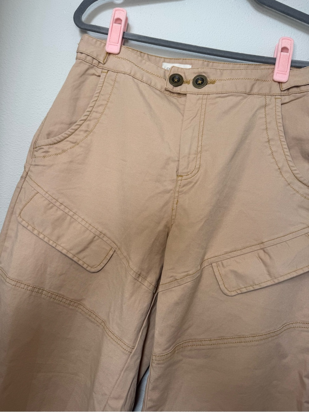 Pilcro Wide-Leg Cargo Pants in Beige - Picture 4 of 9